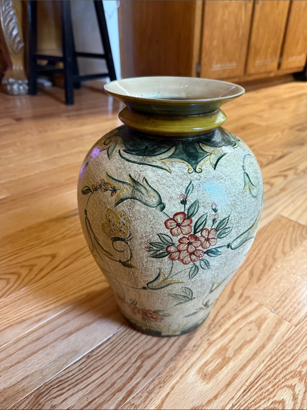 Vase Florals & Butterflies Decor Linen Look Ceramic Prima Bella Casa by Ganz 12"